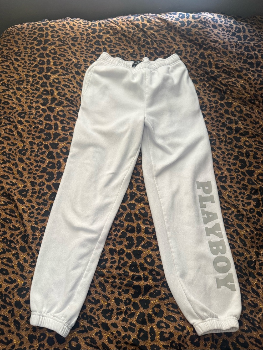 PLAYBOY White Track Joggers with Side Logo